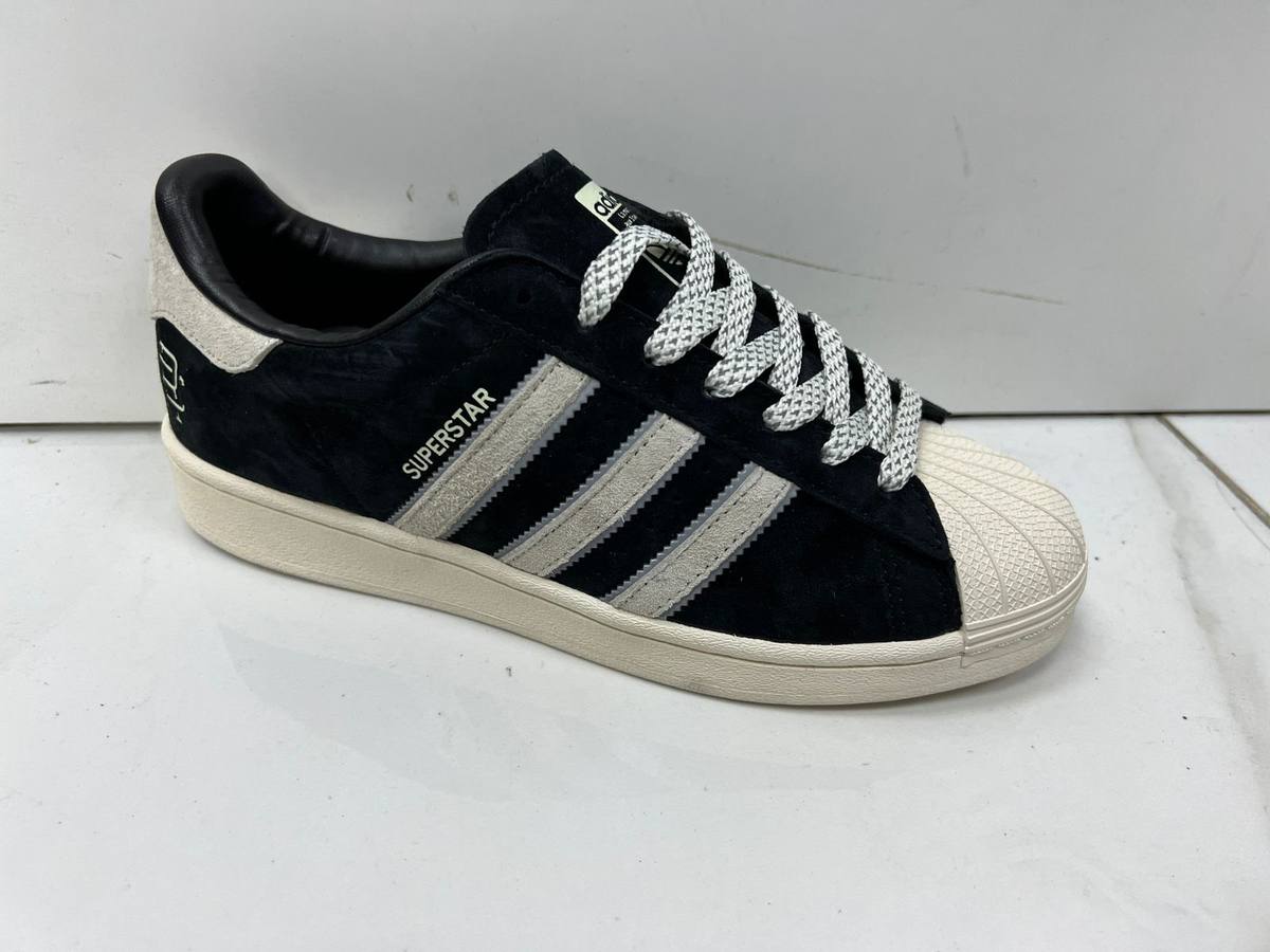 Adidas Superstar Luxe  black-замша вставки
